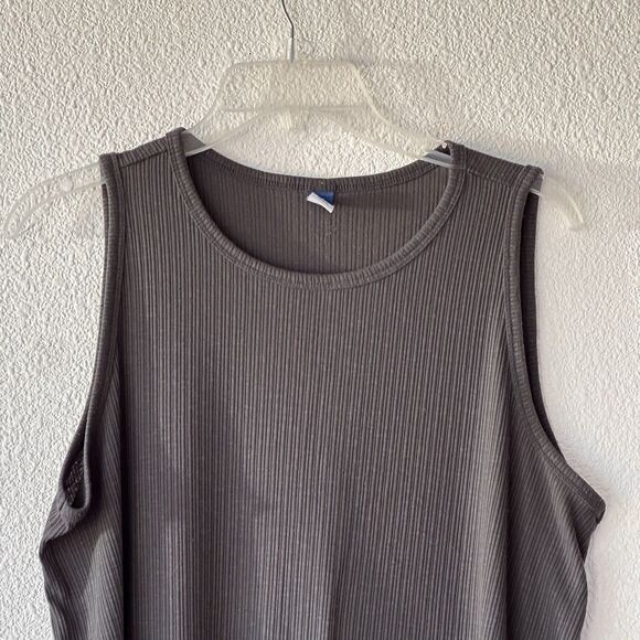 Old Navy Luxe Jersey Knit Tank Top Ribbed Dark Gray Women's Size L Sleeveless - Picture 3 of 12